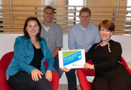 Das Projektteam von SMA: Anja Maria Kröffges, Gerrit Nass, Jannis Rudzki-Weise und Julia Endt (v.l.n.r.) Projektteam SMA