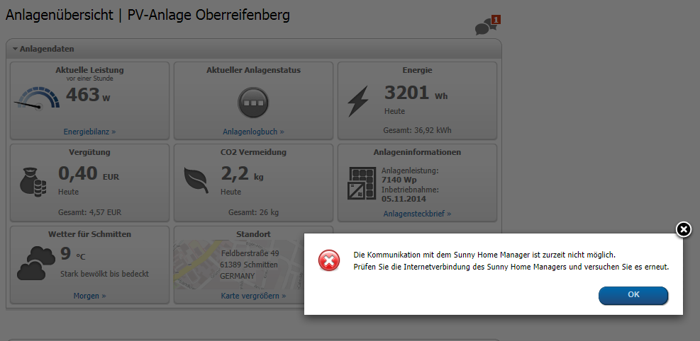 Fehleranzeige