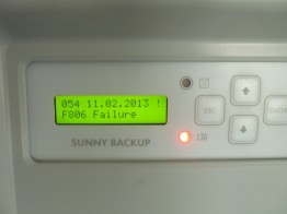 Error message F806 on Sunny Backup 5000 