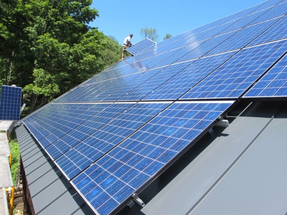 A reinforced roof supports 72 PV modules for the 18 kW PV system. Photo Credit: GreenBuildingAdvisor.com