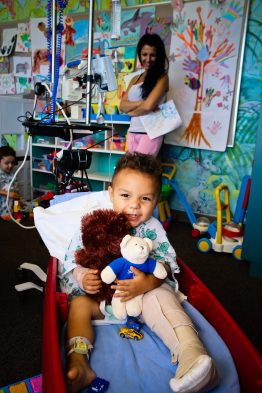 Sunny Bear joins a new family at UC Davis Children's Hospital.