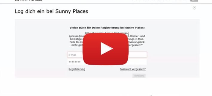 Screencast: Sunny Places Registrierung
