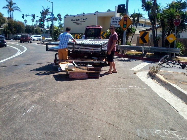 Cleaning up the traffic accident on La Jolla Blvd.