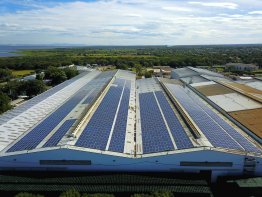 Solarpanels auf dem Dach der Brauerei.