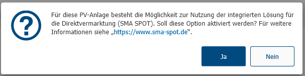 Abbildung 1: Aktivierung von SMA SPOT in Sunny Design