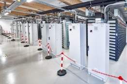 Batteries in the Bordesholm battery storage system.