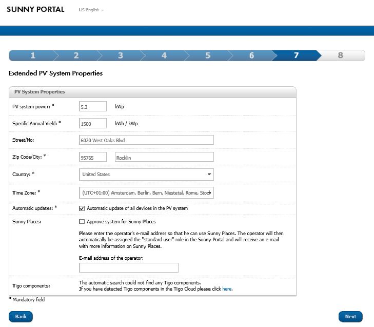 Figure 1: Enter remaining plant data and click Next