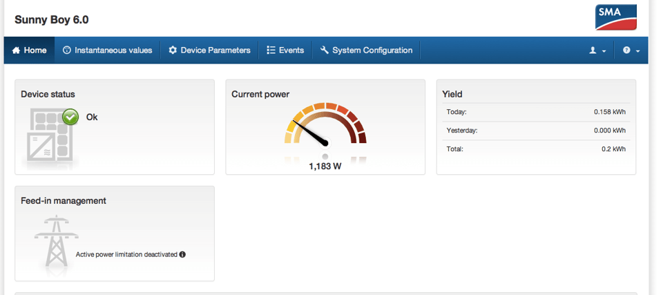 Sunny Boy interface with WiFi