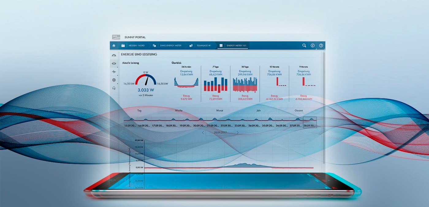 visualiza la producción de una planta fotovoltaica SMA en una pantalla con el EnnexOS Portal