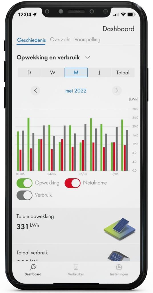 Opwekking & verbruik - SMA Energy App