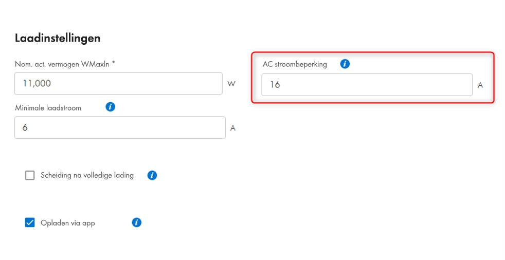 SMA EV Charger laadinstellingen