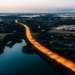 City with stable energy supply lighted at night.