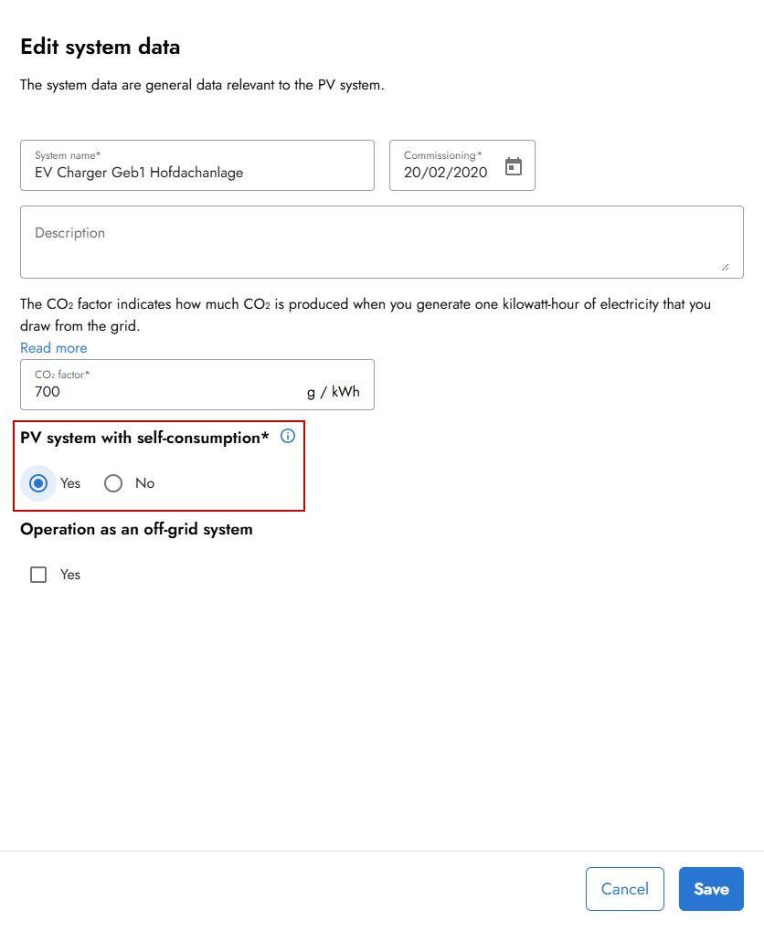 System with own consumption