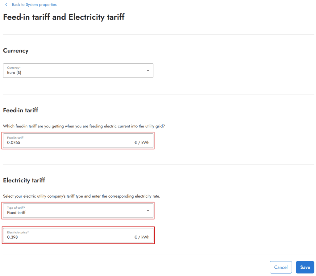 Feed-in tariff and Electricity tariff