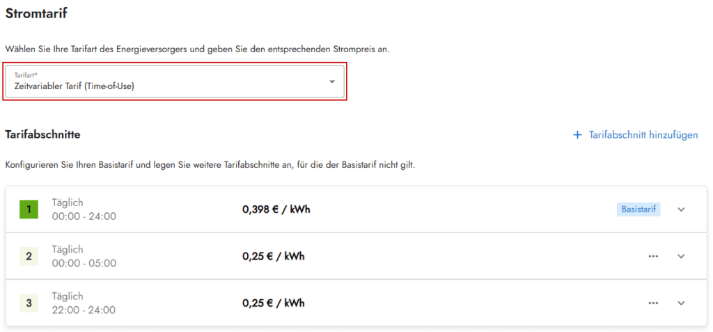 Time-of-Use Stromtarif